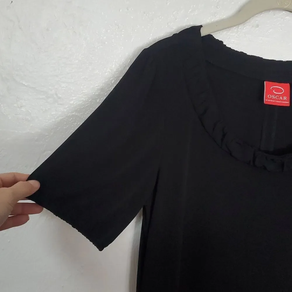 Oscar De LA Renta Black Scoop Neck Dress Size 4